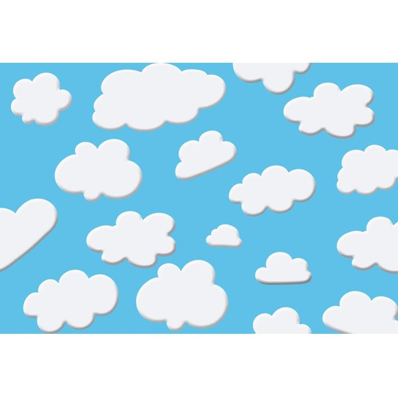 Laeacco 10x6.5ft Cartoon Blue Sky White Clouds Background Cute Clouds Kids Birthday Party Background Newborn Baby Shower Dessert Table Banner Boy Baby Shower Party Decoration Children Photo Studio - Image 1
